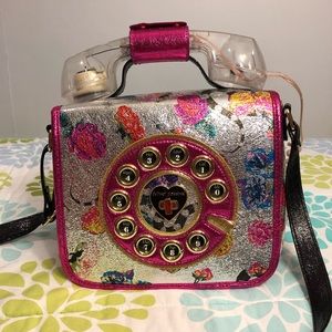 Betsey Johnson: Silver phone purse